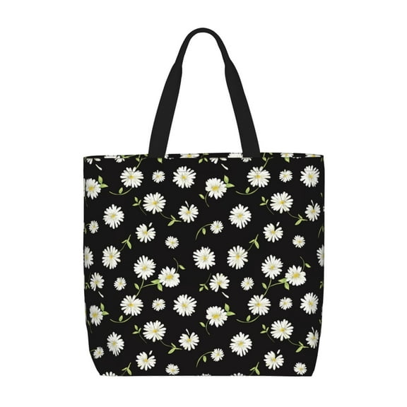 Hirioo Daisies Flowers for Tote Bag for Women, Quilted Shoulder Bag with Zipper, Large Capacity Handbags for Casual, Travel, Work