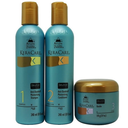 Keracare Dry&Itchy Scalp Shampoo & Conditioner 8 Oz + Glossifier 3.9
