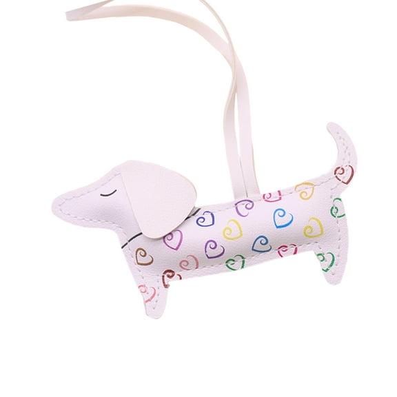 Adorable PU Leather Dog Keychain Decorative Dachshund Bag Charm Pendant For Women Girls Handbag Accessory Gift