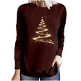 thumbnail image 2 of UPPADA Christmas Sweatshirts for Women Cute Christmas Tree Graphic Trendy Long Sleeve Shirt Xmas Holiday Party Pullover Tops Wine,S, 2 of 5