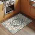 thumbnail image 2 of 2x3 Ft Entryway Area Rug, Beige Green Boho Kitchen Rug Runner Washable Floor Mat, Medieval Vintage Ethnic Floral Abstract Non Slip Indoor Door Mat Throw Carpet for Bathroom Living Room Bedroom, 2 of 8