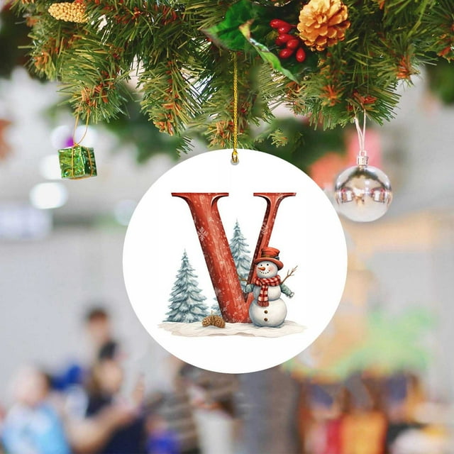 Christmas 2024 Ornament with Letter, Custom Name Christmas Ornament Gifts for Sister Brother, Personalized Alphabet Keepsake Hanging Xmas Tree, Customized Initial Letter Xmas Ornament Present
