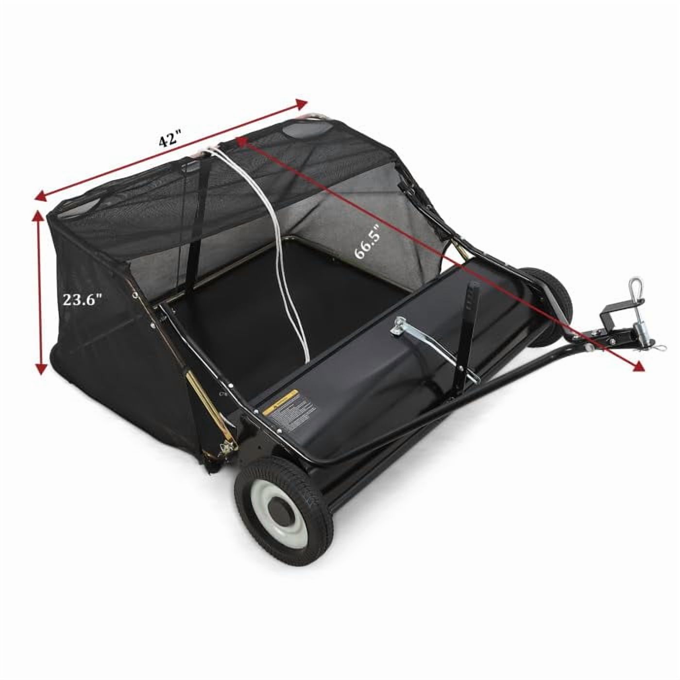 42" Tow-Behind Lawn Sweeper - Heavy-Duty Leaf & Grass Collector with Adjustable Height & Dumping Rope Design for Easy Debris Pickup