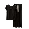 thumbnail image 1 of cfhntfmh Womens Two Piece Modal Pajama Set Short Sleeve Shirt with Long Pajama Pant Set Soft Pj Loungewear with Drawstring, 1 of 3