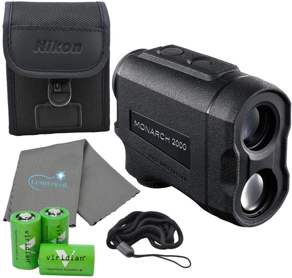 Nikon Monarch 2000 Laser Rangefinder Wide Angle - 16661 Bundle with 3 Extra CR2 Batteries and a Lumintrail Cleaning Cloth