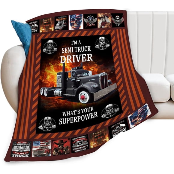 Gothic Skull Trucker Blanket Soft Warm Flannel Fleece for Semi Trailer Truck Driver 50"x60"