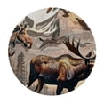 thumbnail image 4 of Orinice Moose Birds Wood Paneled Room Round Table Cover Stain Resistant Washable Indoor Outdoor Tablecloth Kitchen Dining Wedding Parties Full Width Single-Sided Printing 100% Polyester Fiber 54-58, 4 of 8