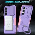 thumbnail image 6 of for Samsung Galaxy S23 Case with Camera Sliding Cover, [Compatible with MagSafe] with Magnetic Ring Kickstand, Military Grade Heavy Duty Protection Phone Case for Galaxy S23, Purple, 6 of 10