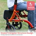 thumbnail image 4 of COSYWILL Walker with Seat,Foldable Rollator Walker,10" Wheels,Height Adjustable,Removable Back Support, 300 lbs,Red, 4 of 8