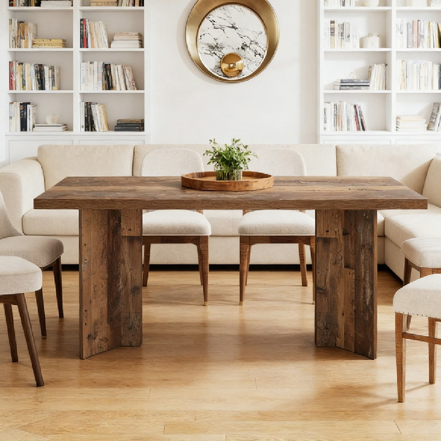 Dining Table, 68.9 in x 18.7 in x 7.87 in, Vintage Walnut Finish, Seats 4-6