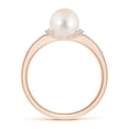 thumbnail image 2 of ANGARA Freshwater Cultured Pearl Ring with Diamond Collar in 14K Rose Gold for Women | June Birthstone, Birthday, Anniversary, Jewelry Gift for Women | Pearl Ring, 2 of 8