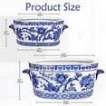 thumbnail image 3 of 2Pcs Blue and White Ceramic Planter Pot Vintage Floral Oval Cachepot Vase Glazed Chinoiserie Porcelain Style Decorative Bowl Vase No Drainage, 3 of 6
