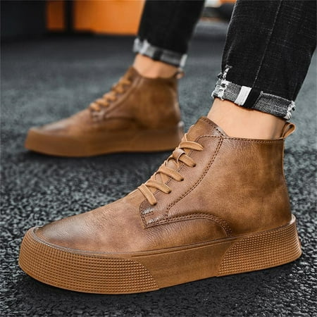 

Men s Lace Up Front Combat Boots Casual Fashion High Profile Thick Soled Shoes