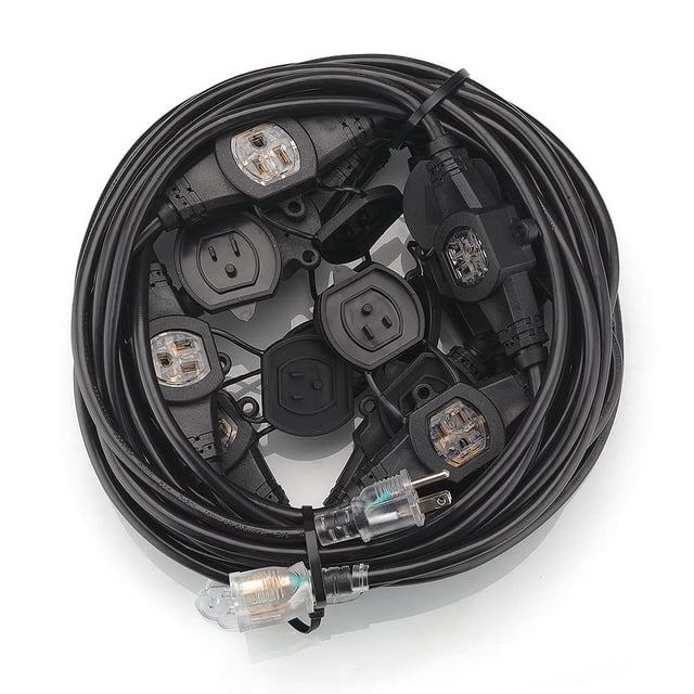 Cable de extensión Photo, calibre 14, 15 A, 50 pies, 11 enchufes, listado ETL
