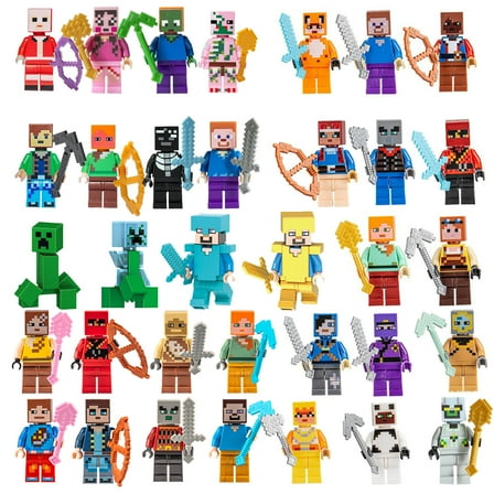 34Pcs Mine-craft Mini Action Figures & Accessory, 1.7-in Scale Collectible Toys Playset