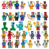 34Pcs Mine-craft Mini Action Figures & Accessory, 1.7-in Scale Collectible Toys Playset