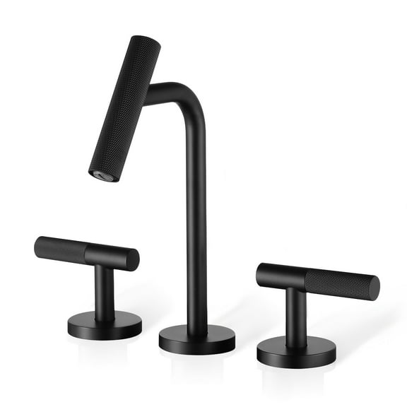 Two Handles Widespread 8 inch Bathroom Faucet Matte Black 3 Pieces Basin Faucets Lavatory Sink Faucet