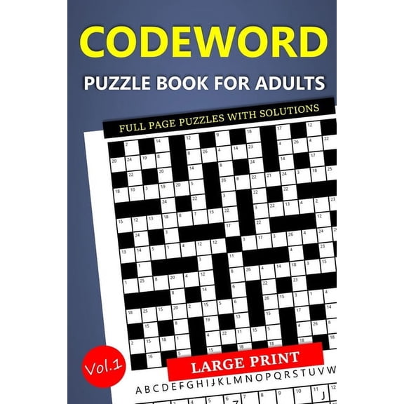 Large Print Codeword Puzzle Book for Adults - Full Page Puzzles with Solutions: Travel-Friendly Crossword Variant, (Paperback)