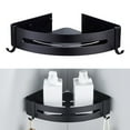 thumbnail image 3 of Shower Adhesive Wall Mounted Corner Shelf Aluminum Shampoo Holder Storage for Toilet - Triangle Black, 3 of 7