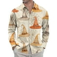 thumbnail image 2 of Domuza Button Down Shirt Men Long Sleeve Halloween Novelty Novelty Print Relaxed Fit T Shirts Casual Lightweight Lapel Top for Halloween Party Khaki 2XL, 2 of 7