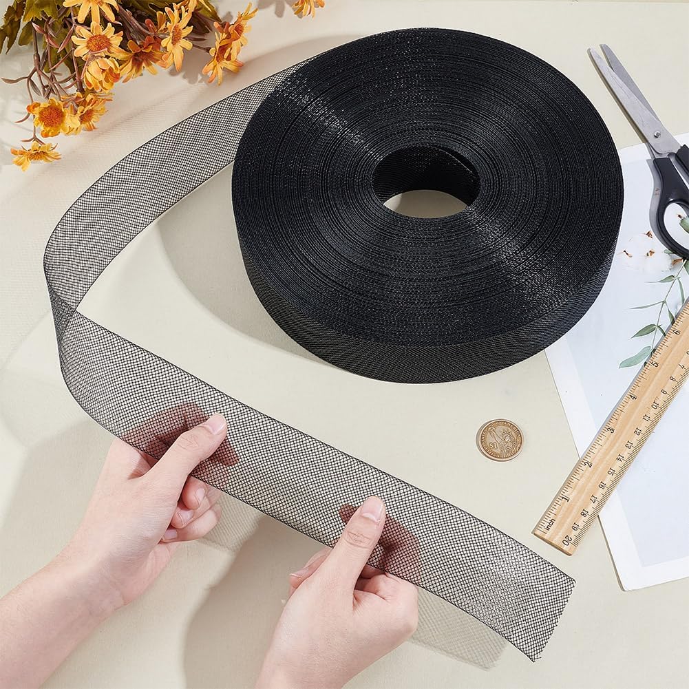 100 Yards Stiff Horsehair Braid 2 Inch Wide for Polyester Boning Sewing Dance Gowns Formal Dress Shaping Trimming Hair Ribbon Accessories Black Black
