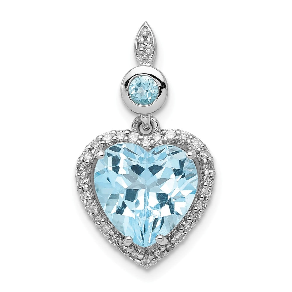 FB Jewels Solid 925 Sterling Silver Rhodium-Plated Polished Blue Topaz Round Pendant FB Jewels Solid 925 Sterling Silver Rhodium-Plated Polished Blue Topaz Round Pendant