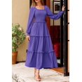 thumbnail image 3 of Vestido PRETTYGARDEN 2025 Maxi con Mangas Largas y Fruncido Morado Talla M, 3 of 8