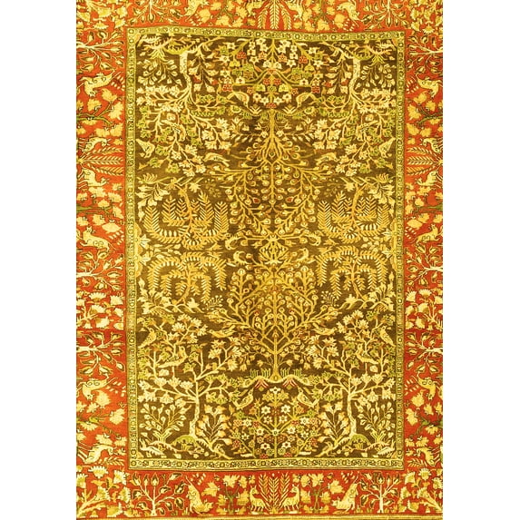 Ahgly Company Indoor Rectangle Persian Yellow Traditional Area Rugs, 8' x 10'
