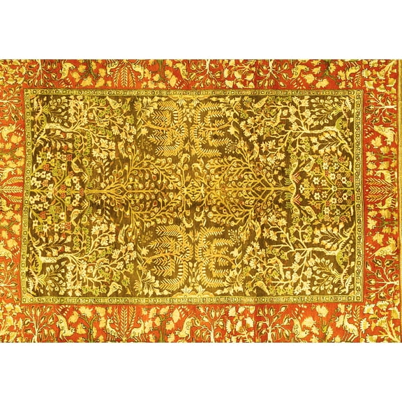 Ahgly Company Indoor Rectangle Persian Yellow Traditional Area Rugs, 6' x 9'