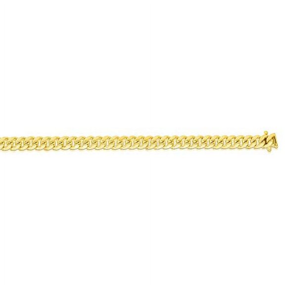 JewelStop 14k Solid Yellow Gold 5mm Miami Cuban Link Chain Bracelet, Box Clasp - 8.5 Inches