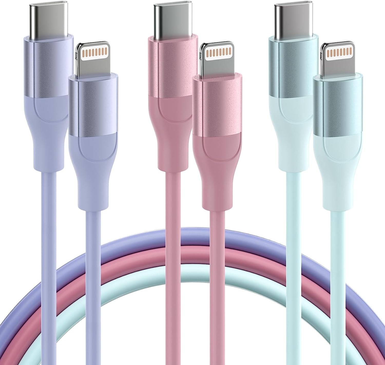 Maoday iPhone Charger Cables 3 Packs 6Ft TypeC Lightning Cables Apple