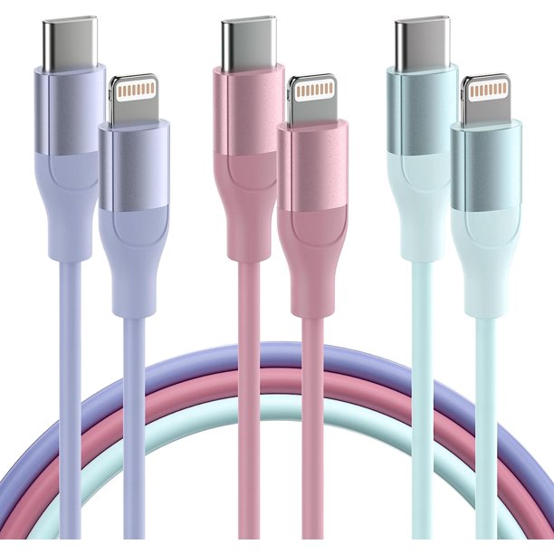 Maoday iPhone Charger Cables 3 Packs 6Ft TypeC Lightning Cables Apple