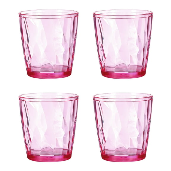 Uxcell 7oz Acrylic Drinking Glasses, 4Pack Plastic Reusable Tumblers Drinkware for Home Outdoors, Pink