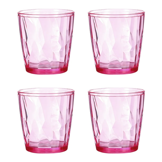Uxcell Vasos de acrílico de 7oz, 4Pack, vasos reutilizables de plástico para el hogar y al aire libre, Rosa