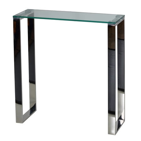 console table wide entry way cortesi stainless forli finish contemporary steel glass