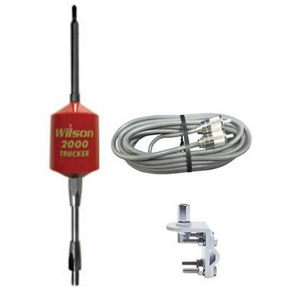 Wilson 2000 Trucker Mobile CB Antenna 5" Shaft RED,18ft BELDEN COAX,MIRROR MOUNT