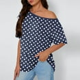 thumbnail image 2 of Posijego Womens Summer Tops Short Sleeve Shirt Polka Dot Printed Round Neck Casual Blouses Loose Soft Tunic Shirts, 2 of 6