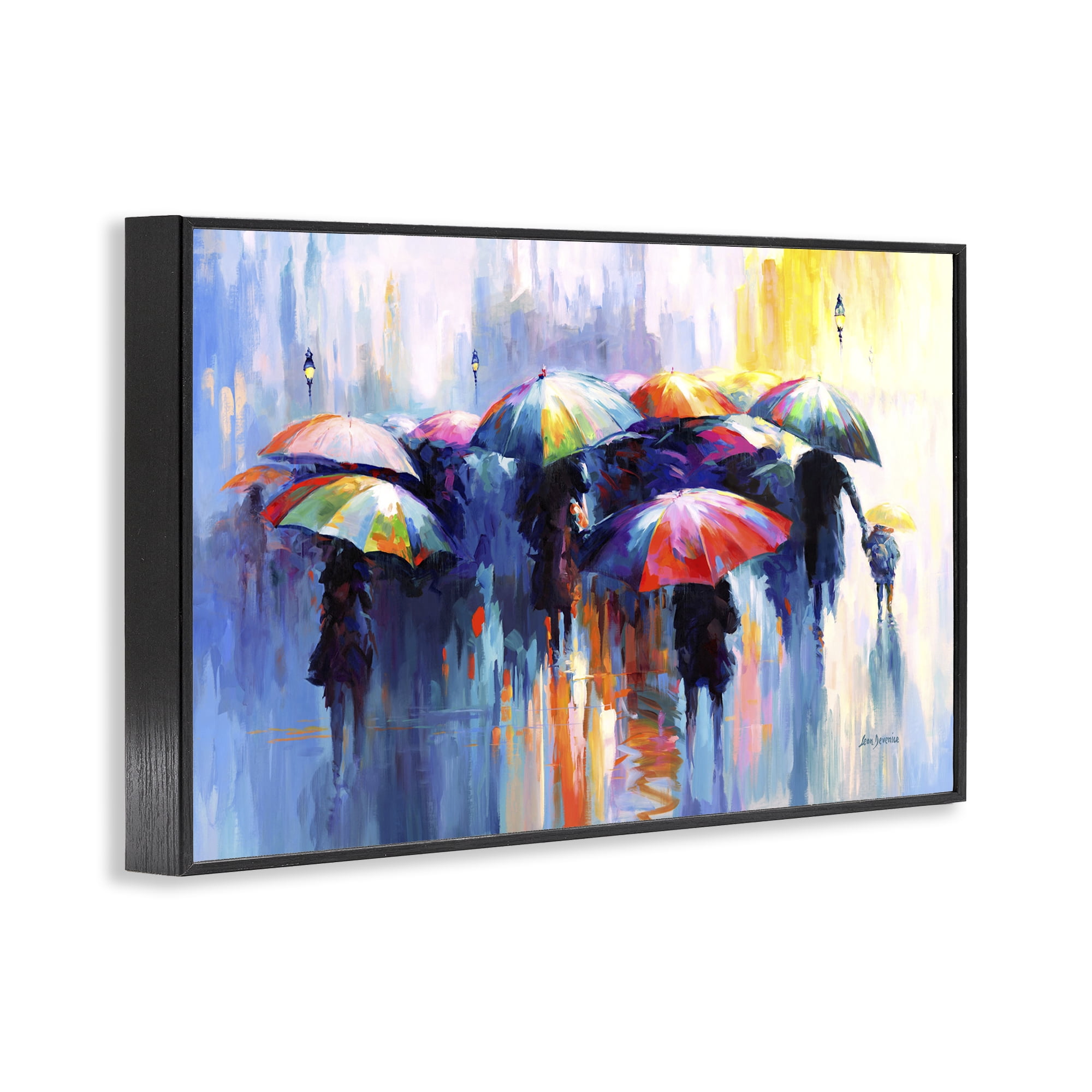 Stupell Industries Memories Beneath Rain Novelty Painting Black Framed Art Print Wall Art, 18 x 12
