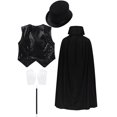 thumbnail image 2 of iiniim Kids Boys Girls Waistcoat Cape Hat Magic Wand Gloves Set for Stage Performance Outfits Black 10-12, 2 of 7