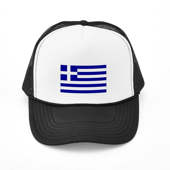 CafePress - Greece Flag - Adjustable Unisex Printed Trucker Hat with Mesh Back