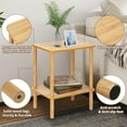 thumbnail image 2 of HONEIER 2 Tier Side table, Boho End Table with Storage Shelf, Nightstand with Wood Leg Bedside Table for Small Spaces, Bedroom, Living Room, Entryway, Farmhouse, Easy Assembly, Natural, 2 of 6