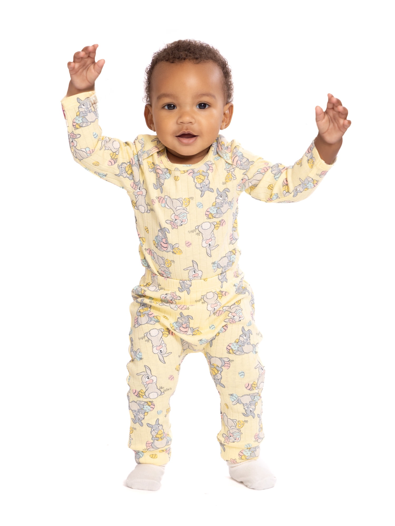 Disney Bambi Unisex Baby Easter Long Sleeve Bodysuit with Matching Joggers, 2-Piece Set, Sizes Newborn-12M