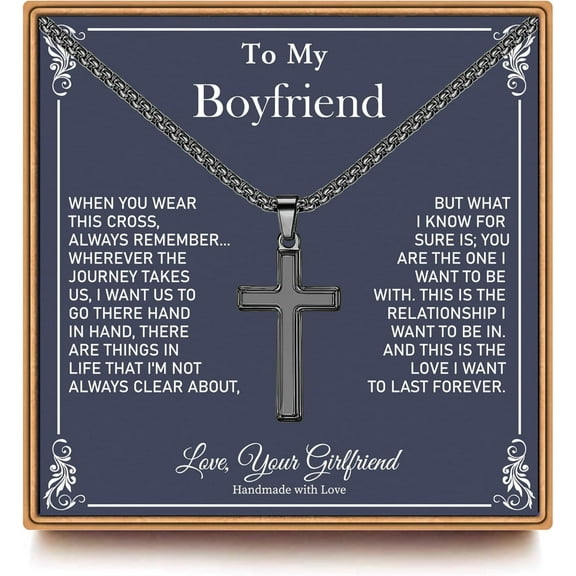 Gifts for Men - Cross Necklace Gifts for Men, Black/Gold/Silver  plated Cross Necklace Stainless Steel Cross Necklace for Men Gifts Dad Son Birthday Gifts for Dad Son Husband Necklace for Men