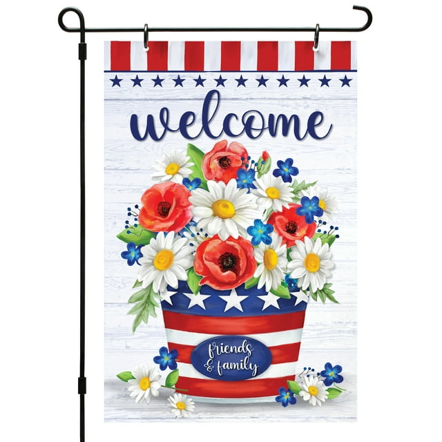 CounterArt "Patriotic Flower Garden Flag" 18.25" x 12", Reversible Multi-Image Reusable Outdoor Garden Flag, Made in the USA, Holds Color, Easy to Clean