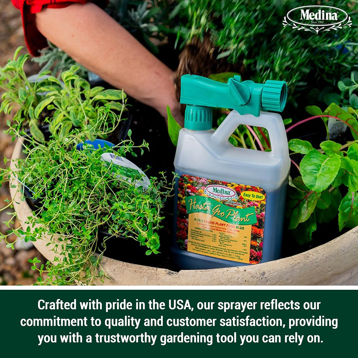 HastaGro Plant Food 6-12-6 RTS- Three Products in One - 32 fl oz Hose-End Sprayer Bottle by Medina