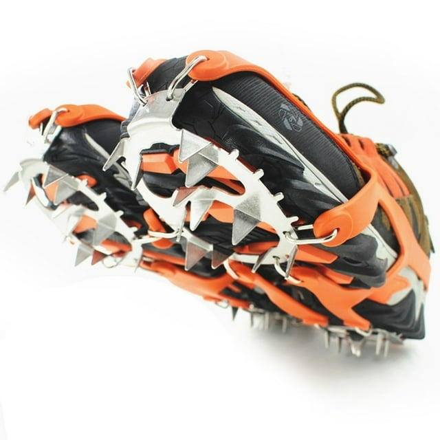 Crampones de acero inoxidable de 18 dientes para exteriores, cubierta para zapatos para nieve y hielo, garra para nieve, pesca en hielo, cadena para zapatos de ciudad, para caminar en invierno,