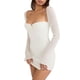 thumbnail image 2 of Sunloudy Mini vestido ajustado con cuello halter para mujer, vestido de club de color sólido con busto fruncido de manga larga Sunloudy Elegante ,S M L, 2 of 8