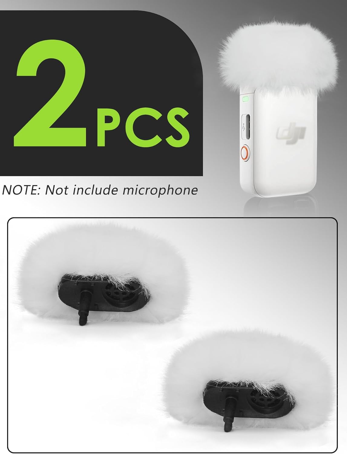 【美品】DJI2 ウインドジャマー付きマイクロフォン✖️2個セット SUNMON DJI Mic 2 Wind Muff - 2 Packs Furry Microphone Windscreen