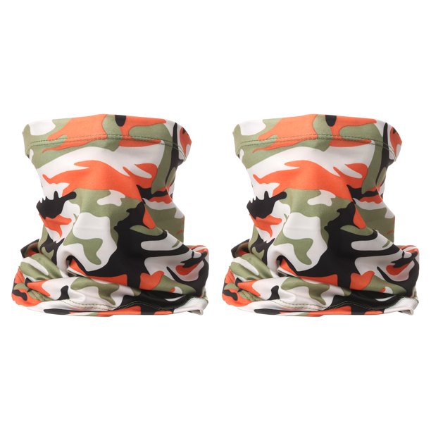 Uxcell 2pcs Gaiter de Cuello de Verano Unisex Máscara Facial de Protección Solar, Camo Naranja