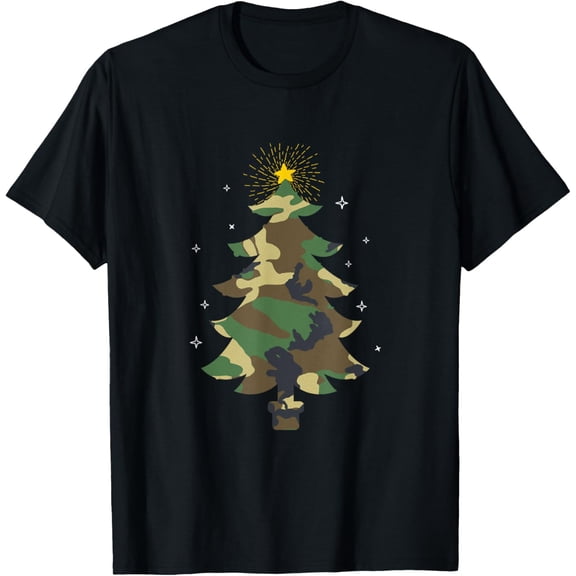 Camouflage Christmas Tree Camo Print Christmas Tree Military T-Shirt